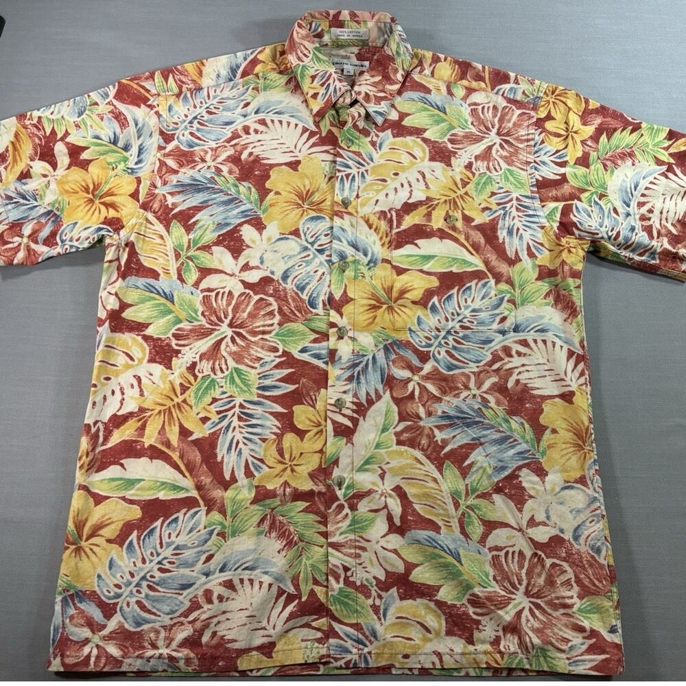 Vintage Pierre Cardin Tropical Hawaiian Shirt Men's Medium Korea 100% Cotton